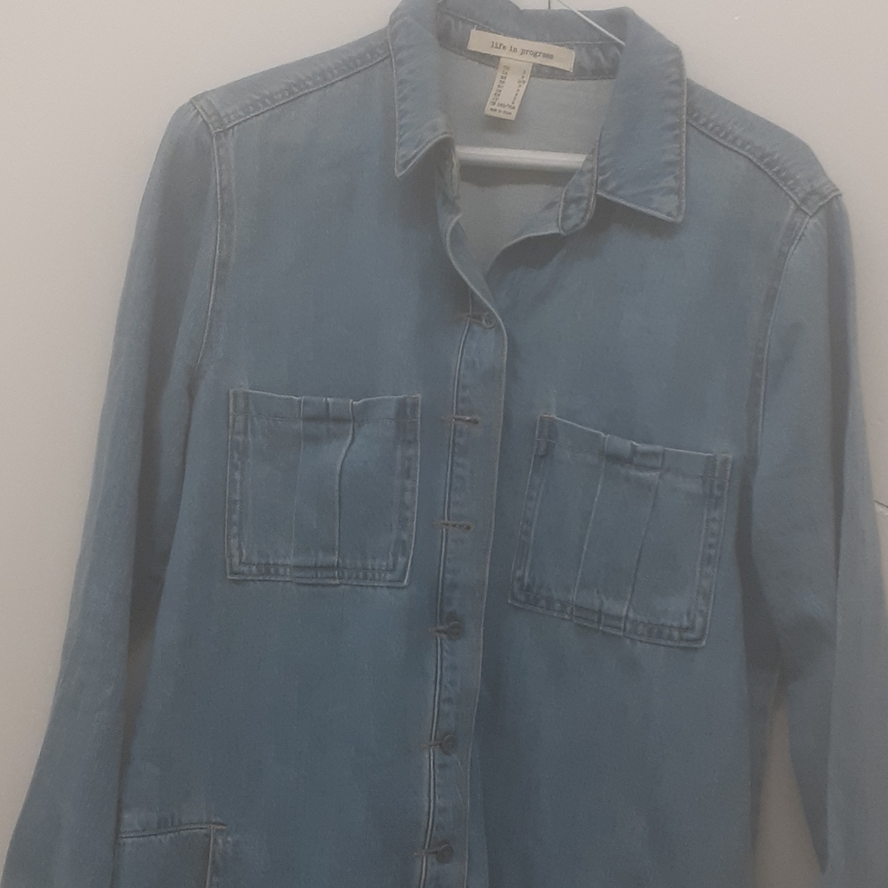 Life in progress Blue Denim Jean Short Romper sz S - Picture 8 of 12